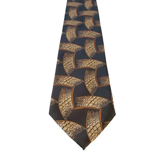 Vesuvio Napoli in Italy Neck Tie Mens Brown Abstract Business Church Suit Casual - Picture 1 of 11